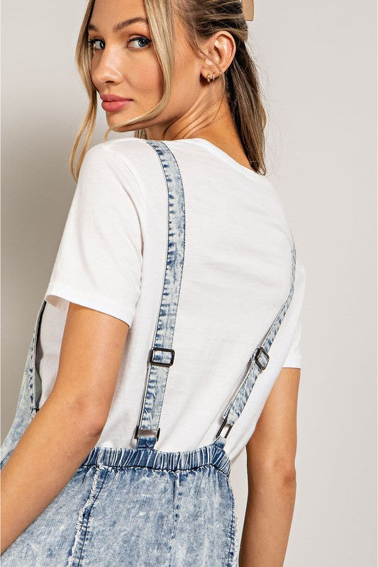Bohemian Denim Washed Tie Dye Tencel Jumpsuit