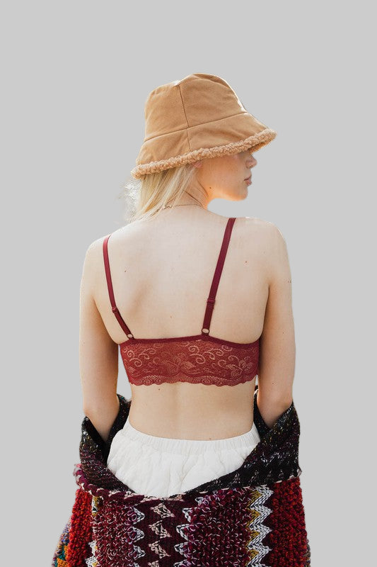 Bohemian Velvet Longline Lace Bralette