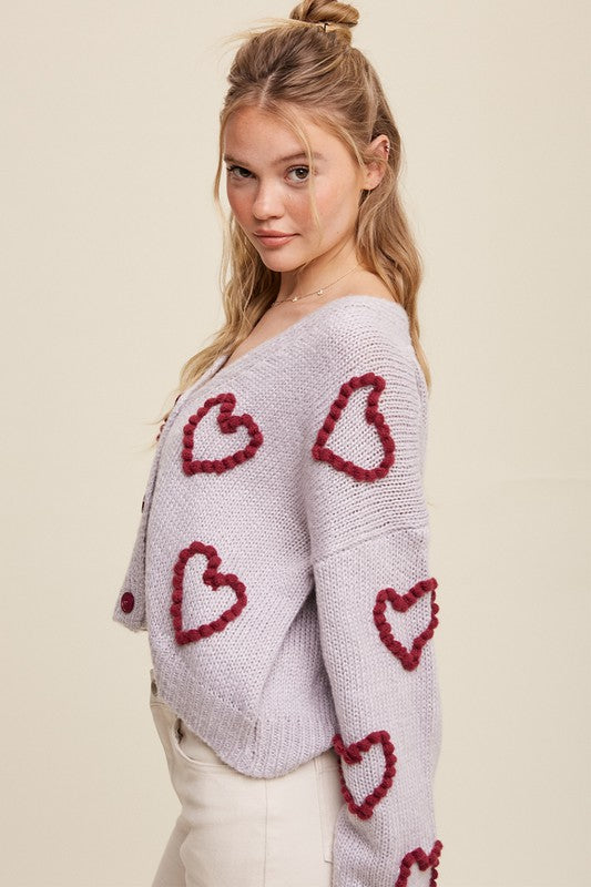 Bohemian Lots of Love Knit Copped Heart Cardigan