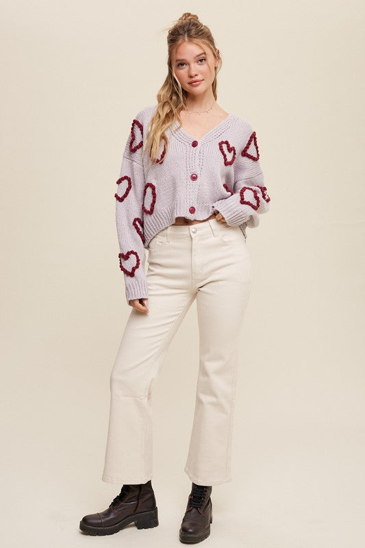 Bohemian Lots of Love Knit Copped Heart Cardigan
