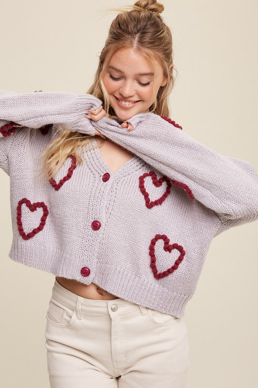 Bohemian Lots of Love Knit Copped Heart Cardigan