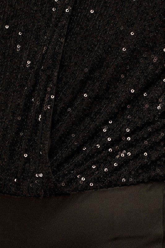 Bohemian Holiday Long Sleeve Sequin Wrap Bodysuit