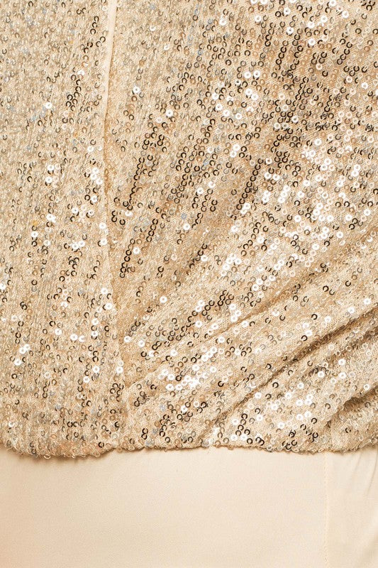 Bohemian Holiday Long Sleeve Sequin Wrap Bodysuit