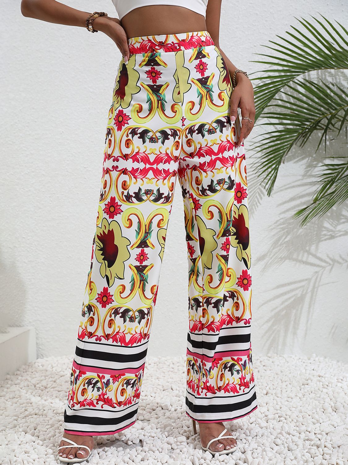Bohemian Paisley Printed High-Rise Wide Leg Pants