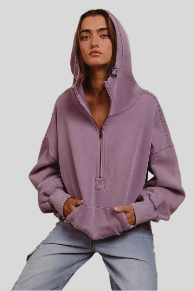 Suzi Boho Half Zip Fleece Hoodie