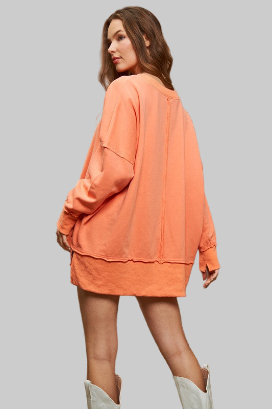 Bohemian Side Slit Oversized Lounging Sweatshirt