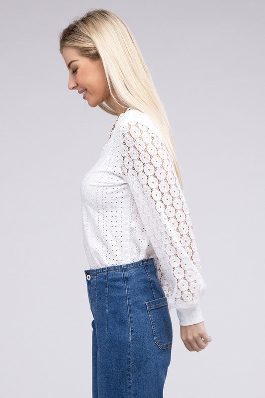 Bohemian White V Neck Lace Trim Top