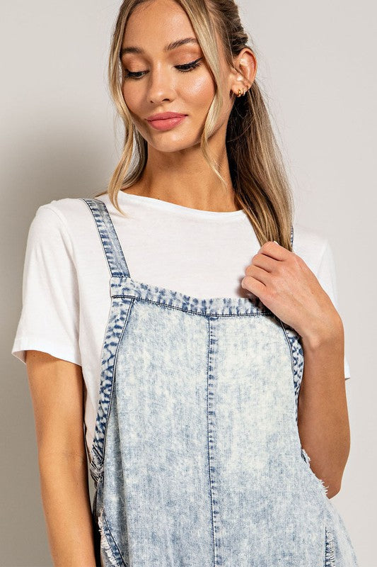 Bohemian Denim Washed Tie Dye Tencel Jumpsuit