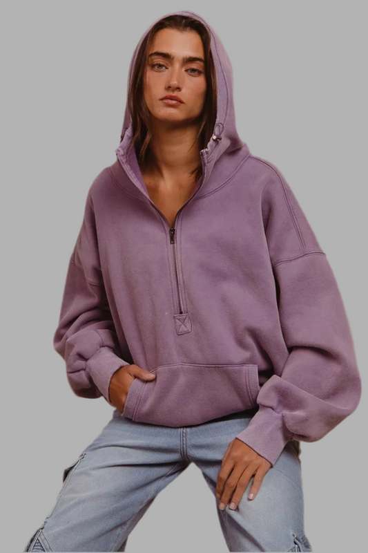 Suzi Boho Half Zip Fleece Hoodie