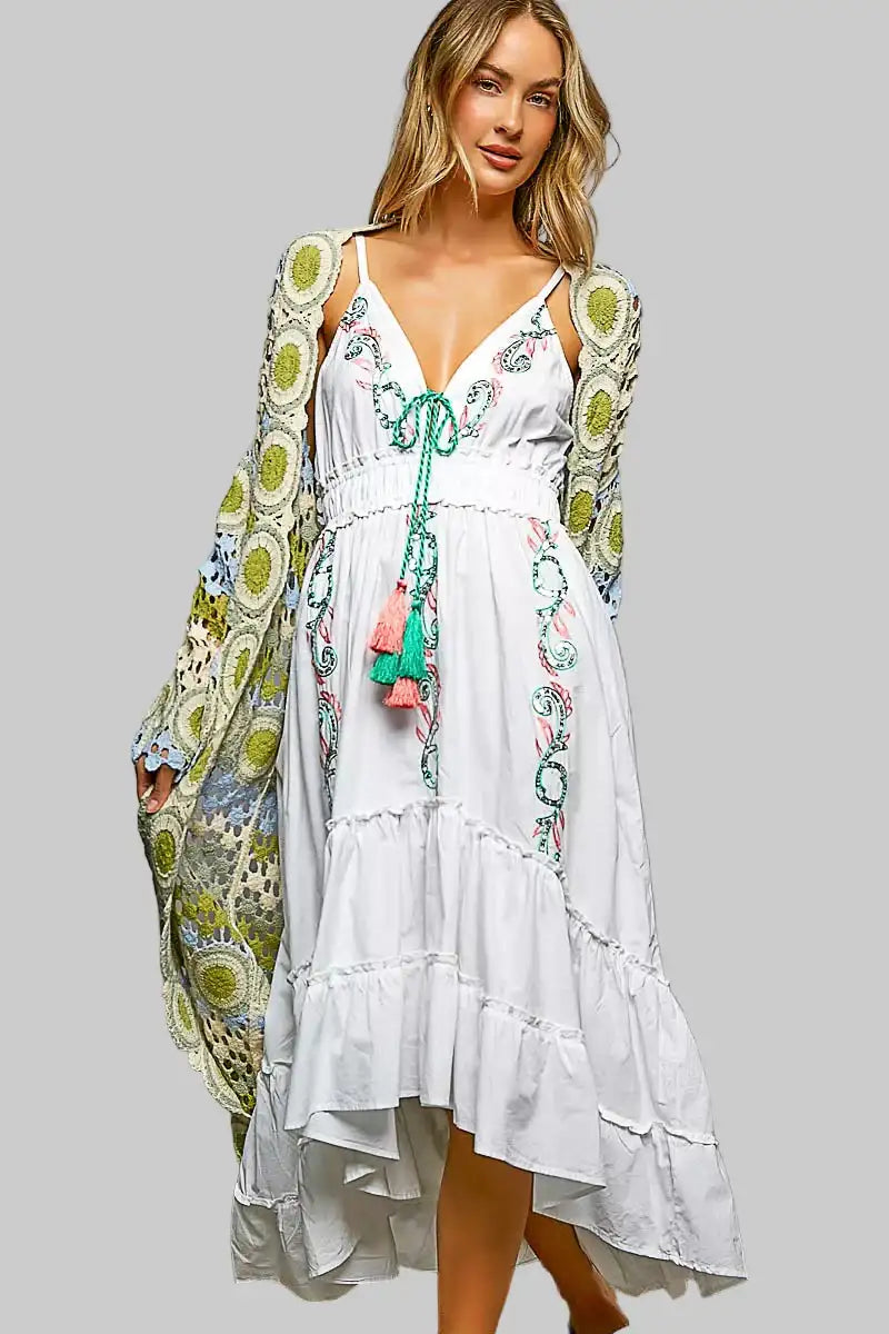 Addison Scalloped Edge Crochet Sage Cardigan