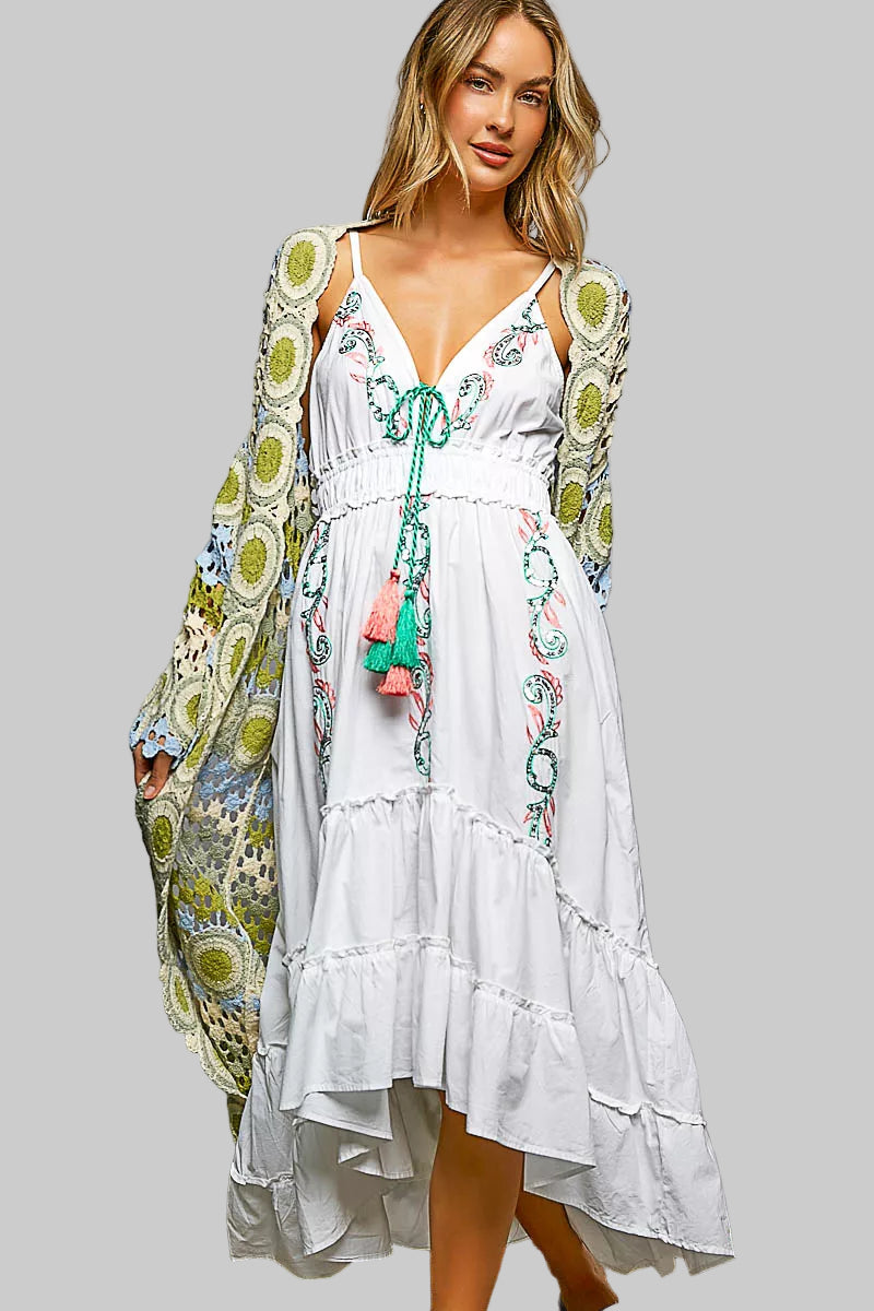 Addison Scalloped Edge Crochet Sage Cardigan