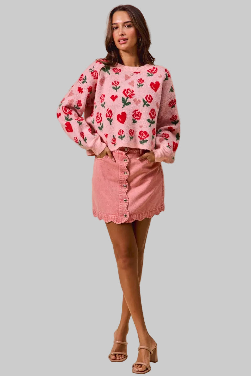 Ashley Scallop Edge Denim Mini Skirt