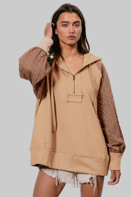 Autumn Half Zip Bohemian French Terry Hoodie