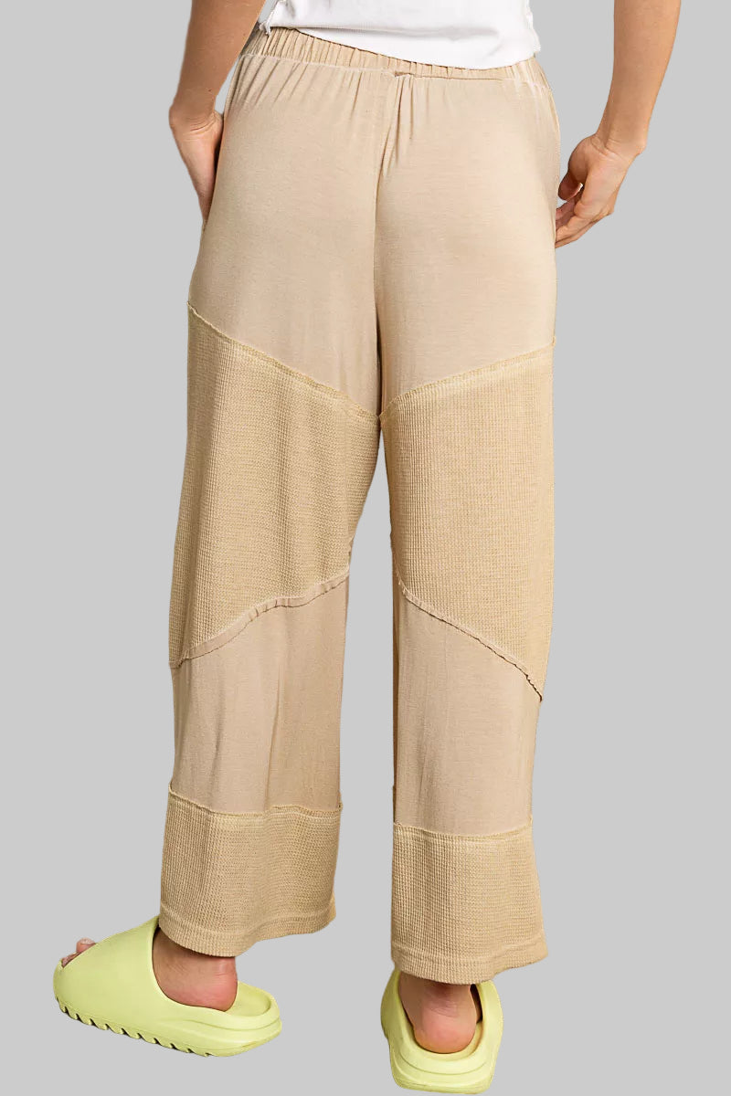 Ava Boho Cozy Wide Leg Pants with Drawstring - Corn Tan
