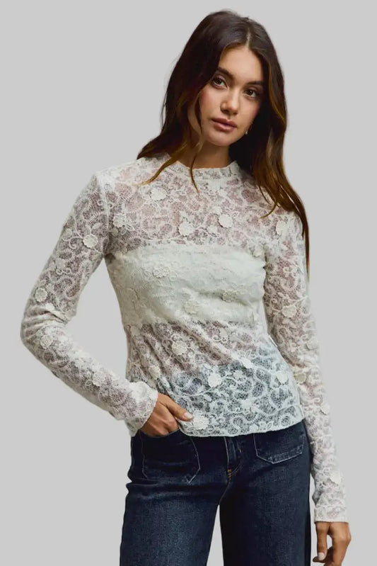 Ayla Boho Lace Long Sleeve Top