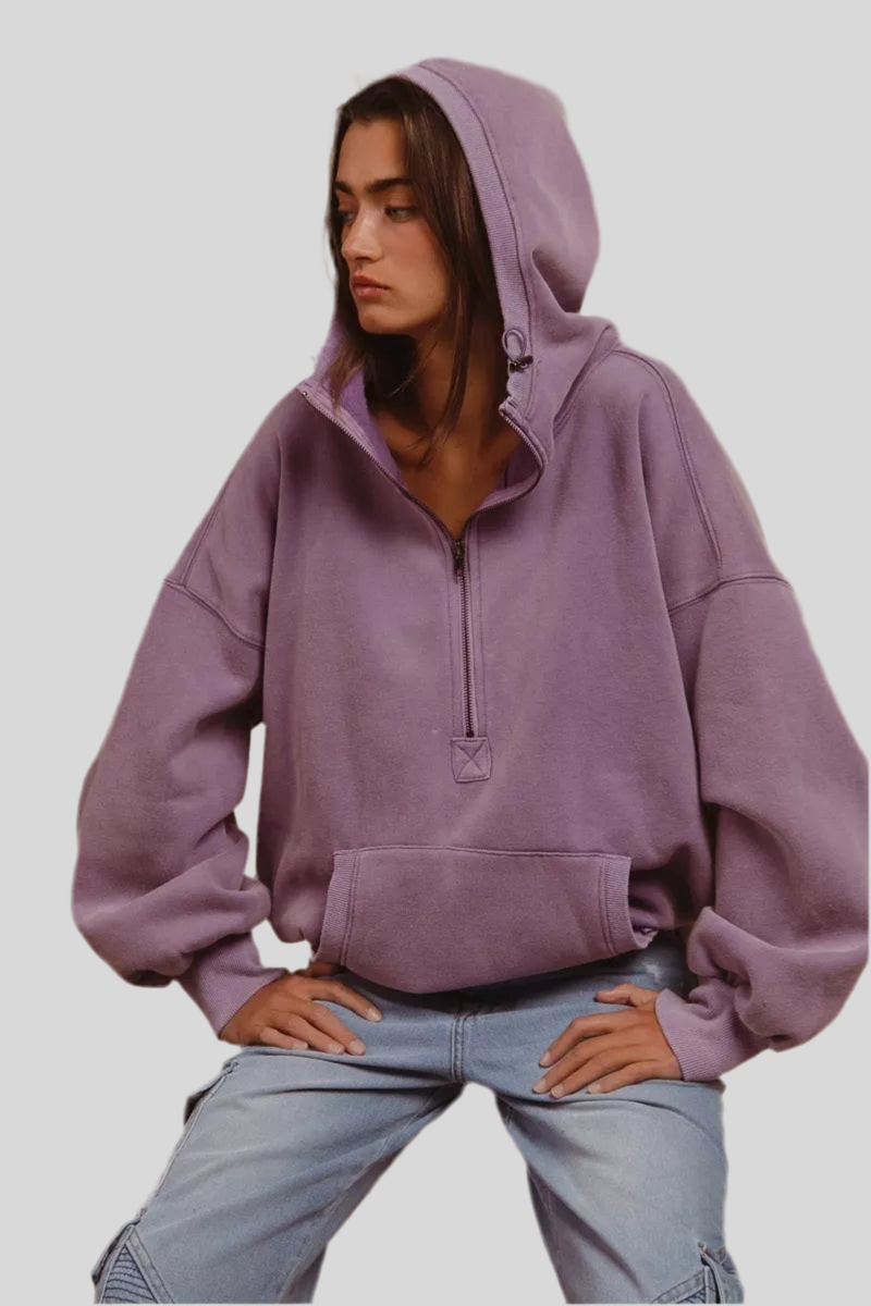 Suzi Boho Half Zip Fleece Hoodie