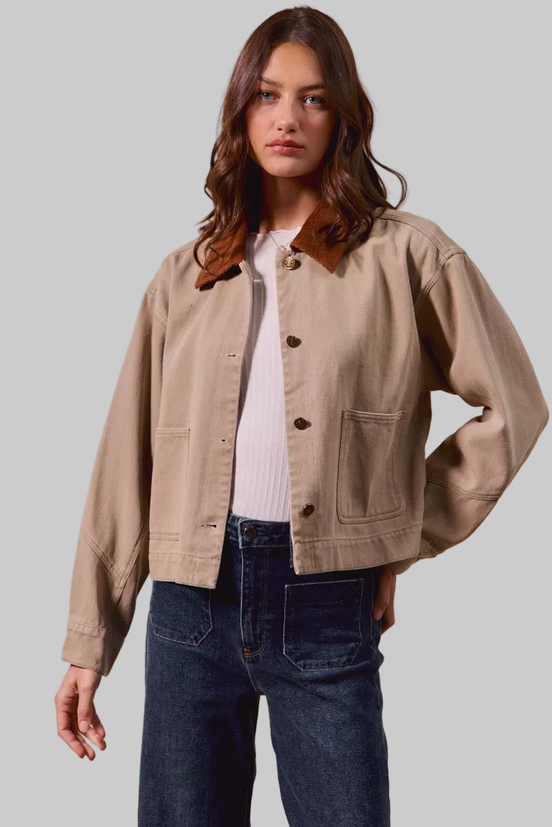 Becca Boho Twill Cropped Western Jacket
