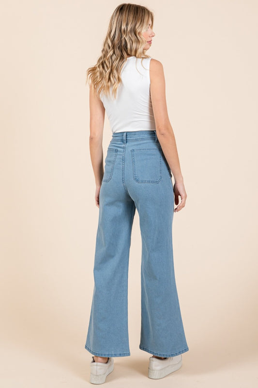 Bohemian Denim High Waist Wide Leg Jeans