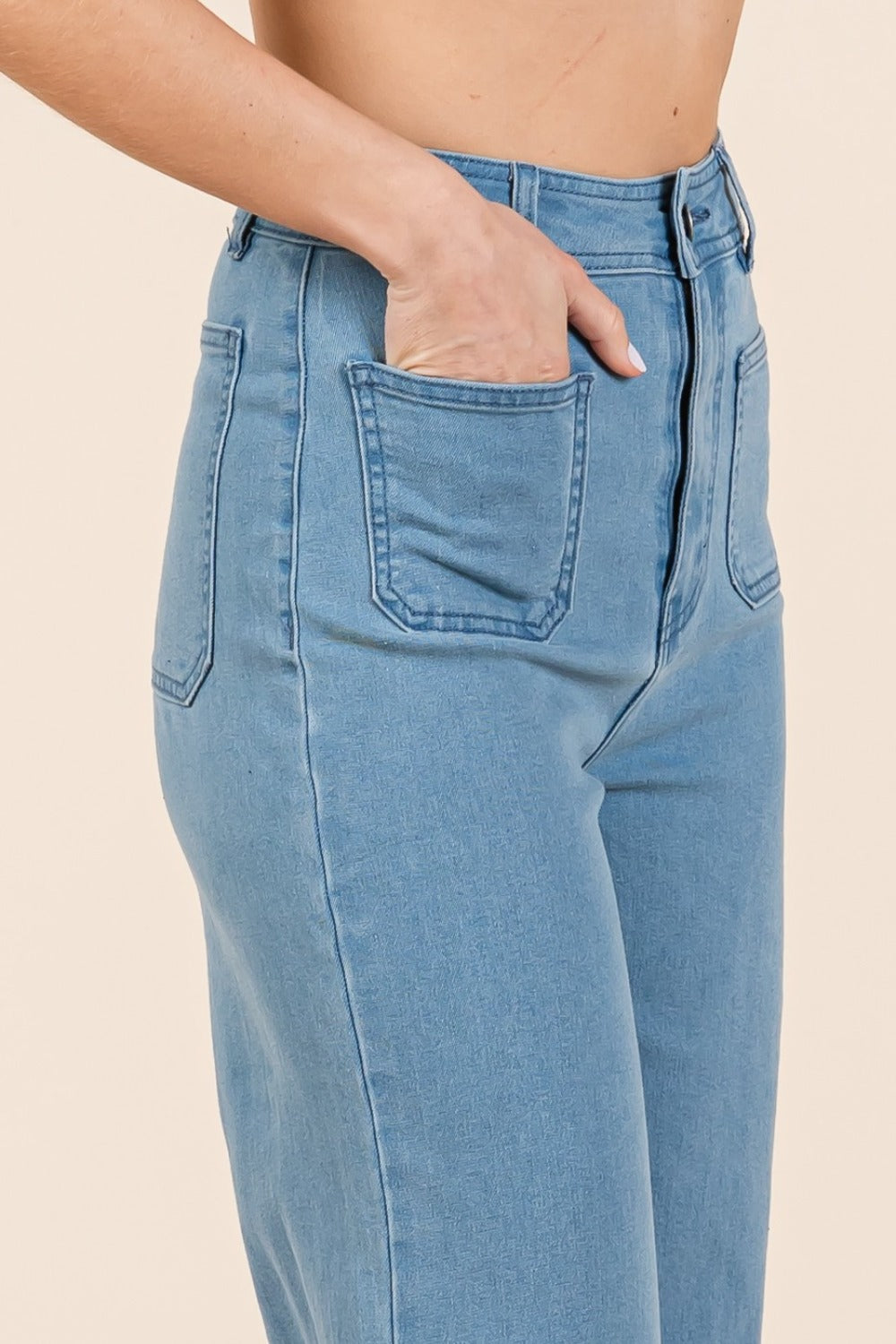 Bohemian Denim High Waist Wide Leg Jeans