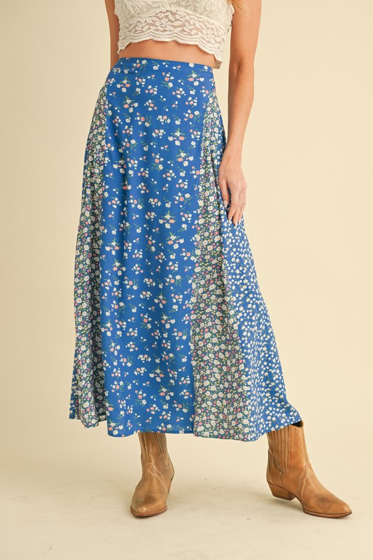 Bohemian Floral Elastic Waist Maxi Skirt