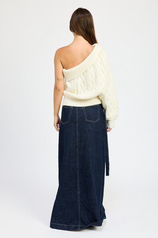 Bohemian Oversized One Shoulder Sweater