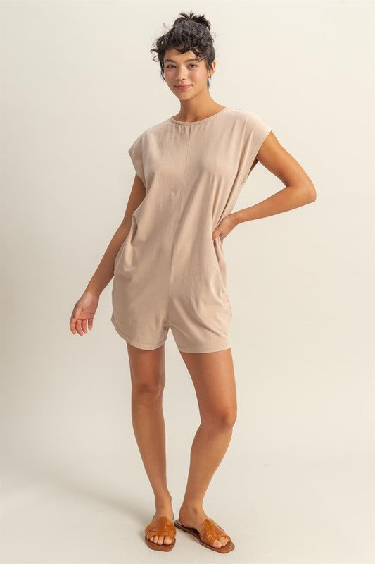 Bohemian Round Neck Cap Sleeve Relaxed Fit Breezy Romper