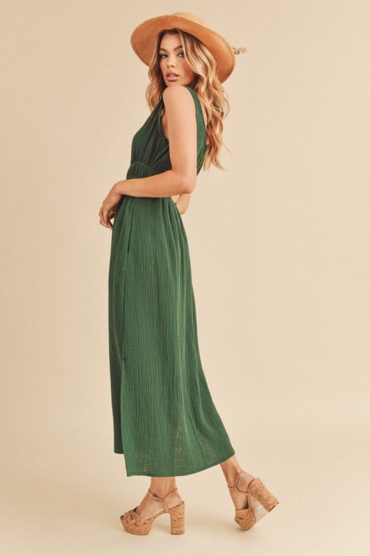 Bohemian Side Slit Round Neck Sleeveless Tank Dress
