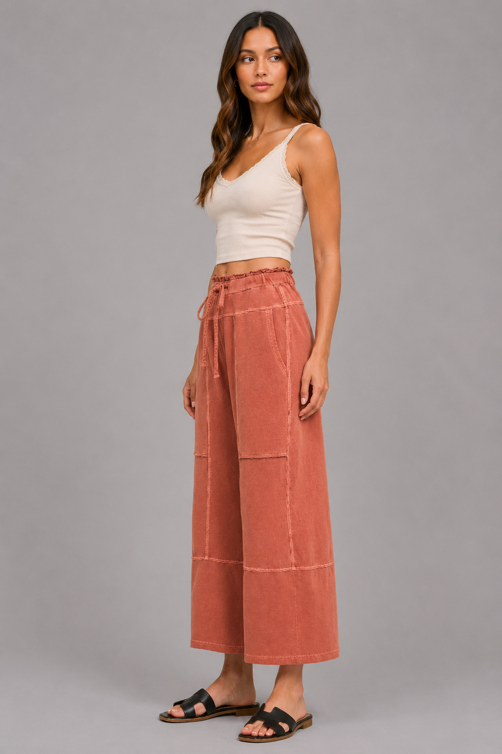 Cecelia Terry Washed Wide Leg Pants