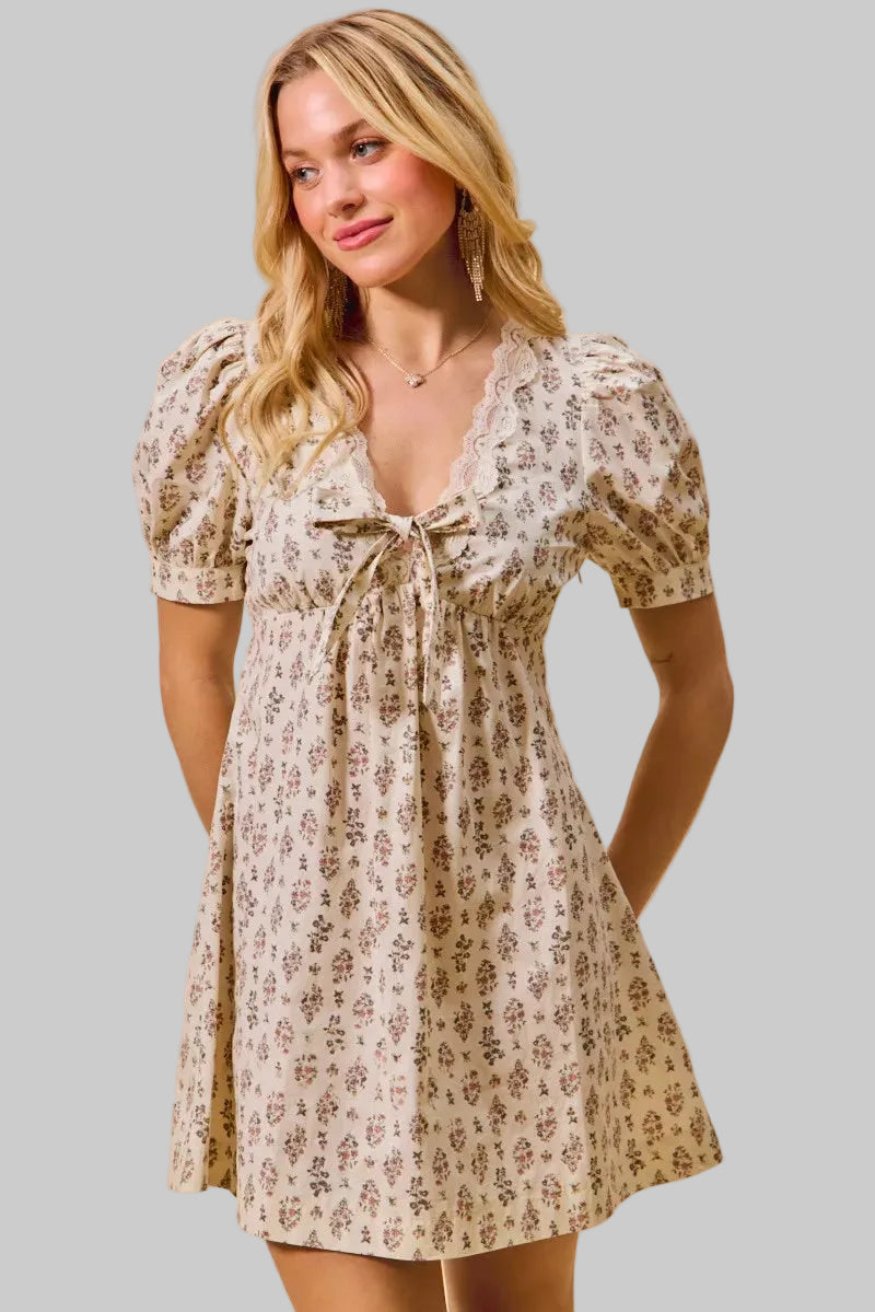 boho floral mini dress Celeste Boho Floral V Neck Mini Dress – OliverandJade