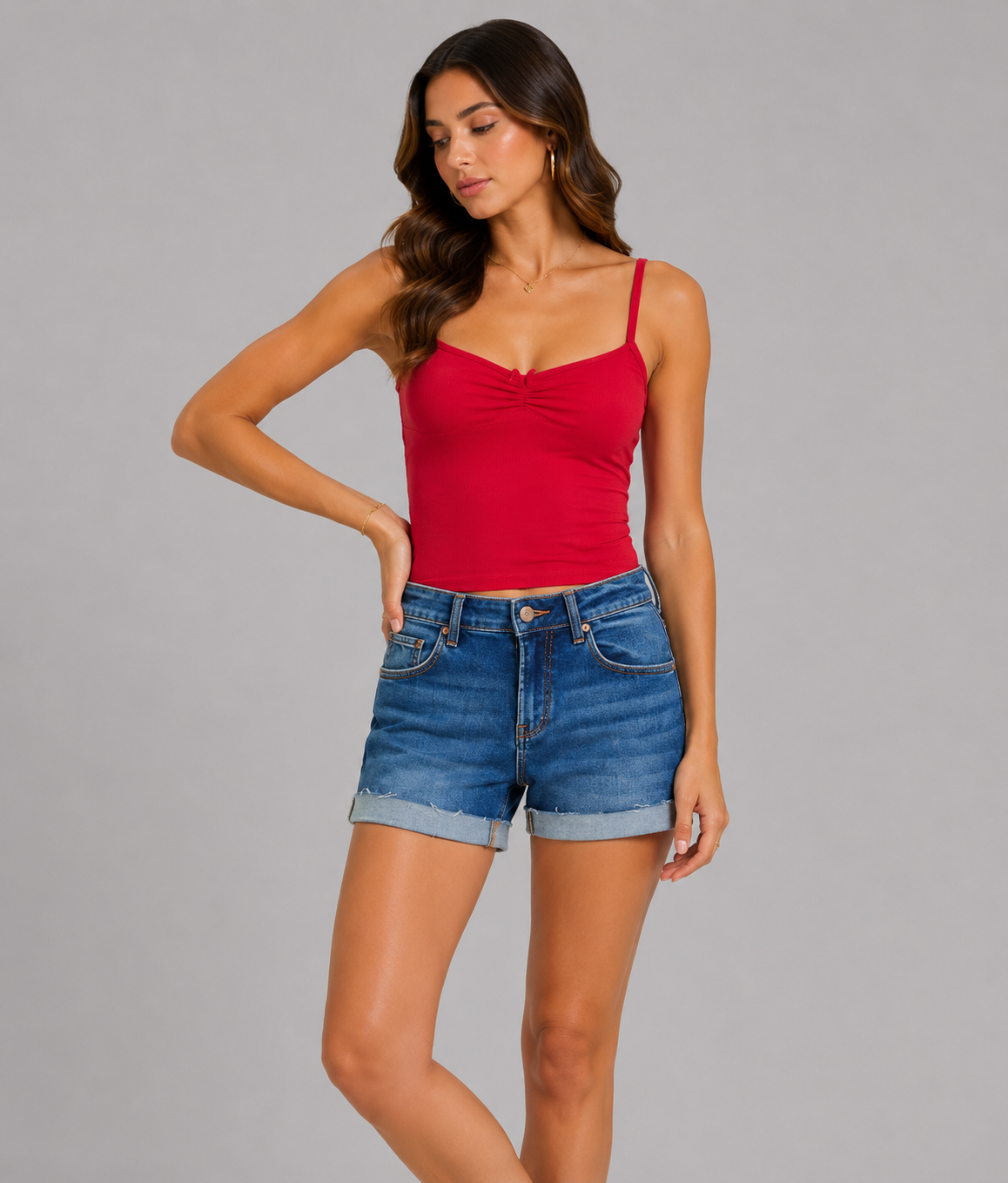 Presley Low Rise Cuffed Denim Shorts