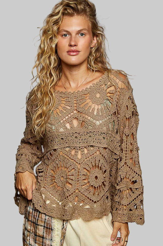 Deana Boho Crochet Knit Pattern Cropped Top