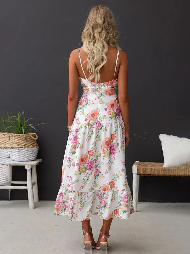 Destiny Lace Waist Panel Floral Midi Dress