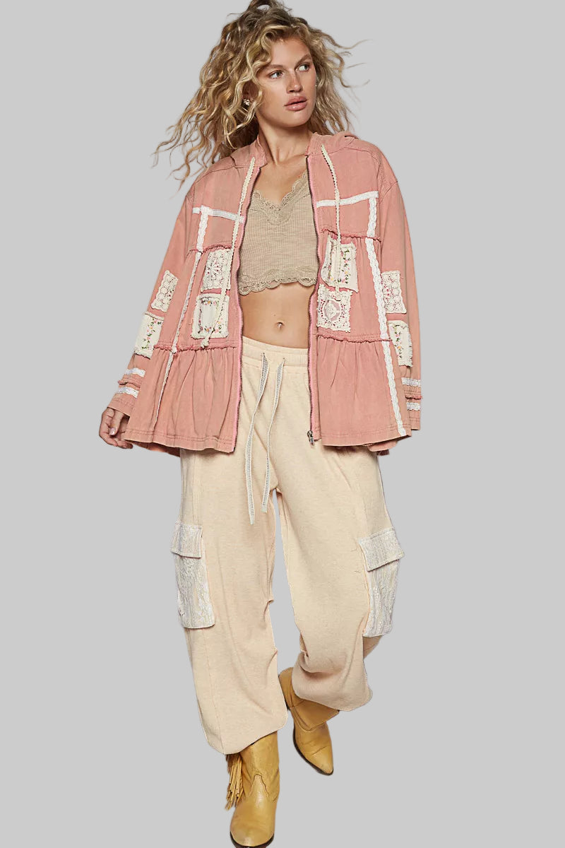 Gabriella Boho Patch Hooded Jacket