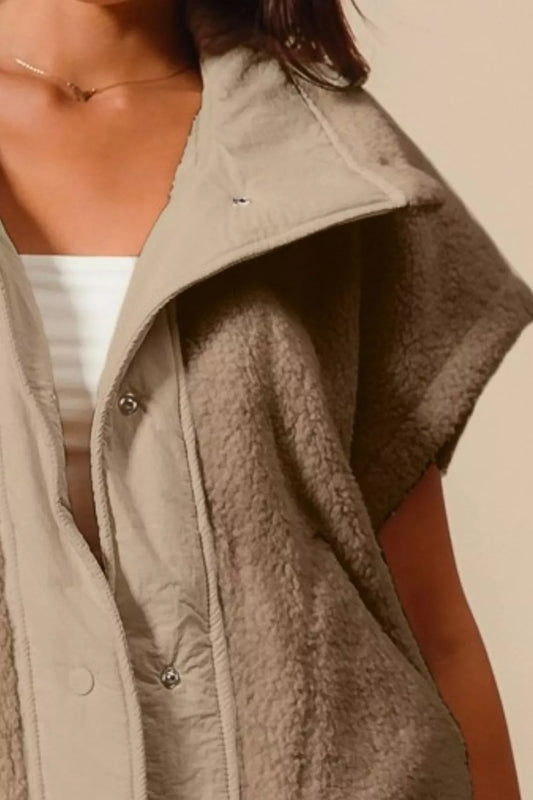 Jessica Oversized Soft Sherpa Fur Sleeveless Vest Jacket