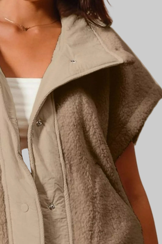 Jessica Oversized Soft Sherpa Fur Sleeveless Vest Jacket