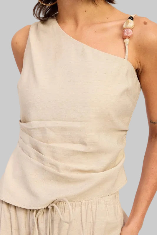 Kaia Boho Asymmetrical Sleeveless Linen Top