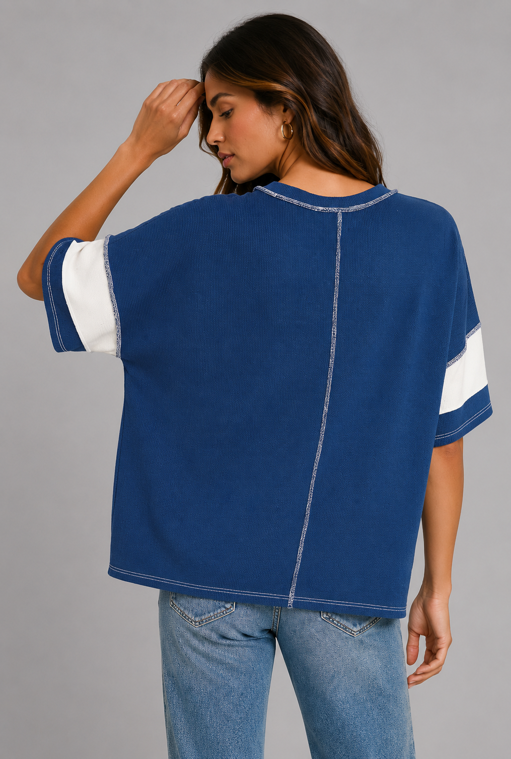Kiara Terry Striped Exposed Seam Top