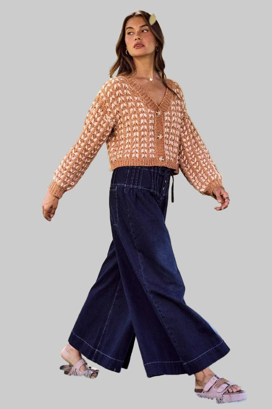 Leah Boho Chenille Textured Sweater Cardigan