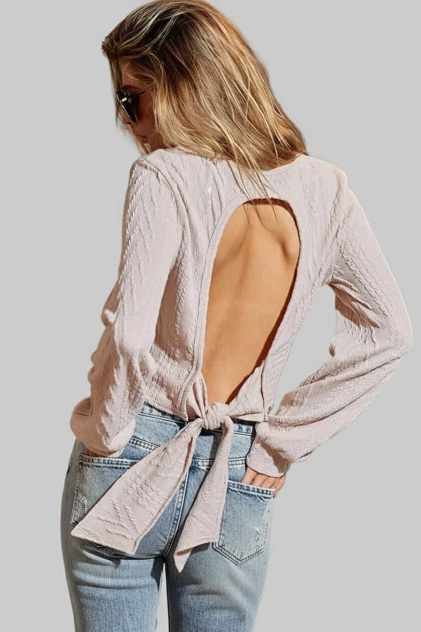 Lillian Cable Knit Open Back Top