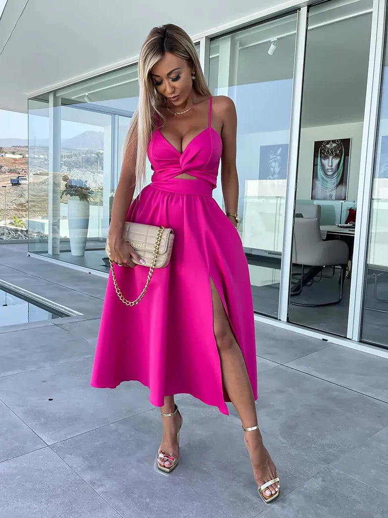 Lindsey Woven Sexy Bow Cutout Maxi Dress