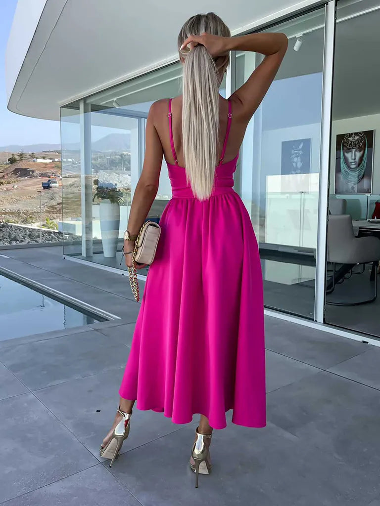 Lindsey Woven Sexy Bow Cutout Maxi Dress