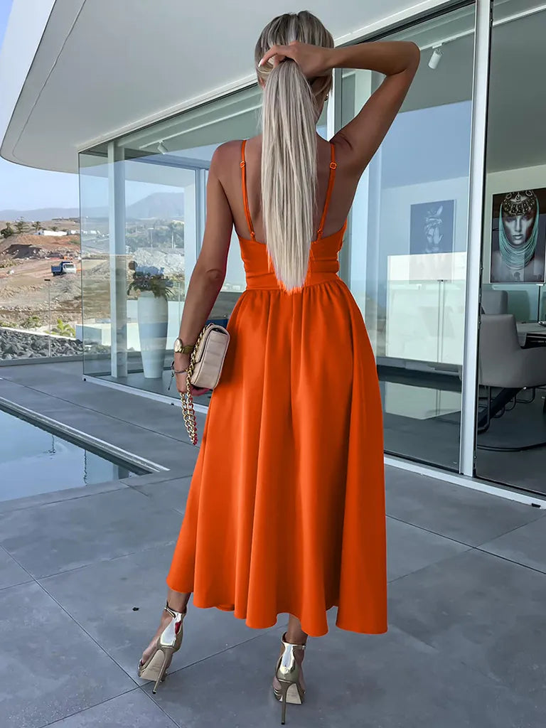 Lindsey Woven Sexy Bow Cutout Maxi Dress