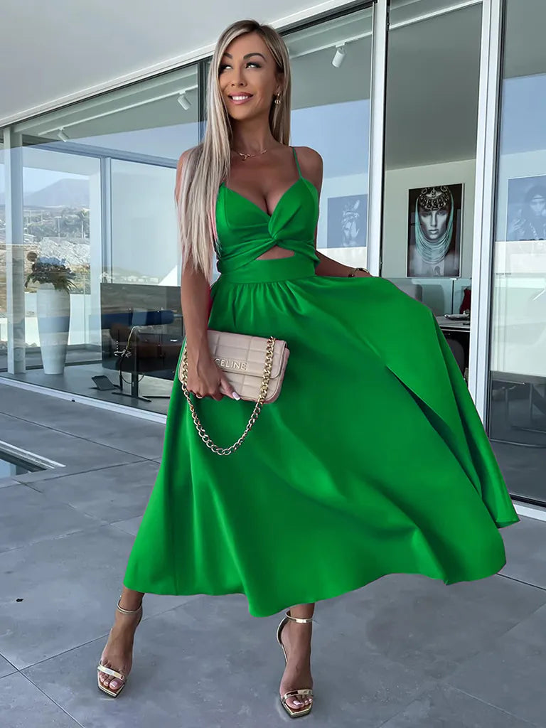 Lindsey Woven Sexy Bow Cutout Maxi Dress