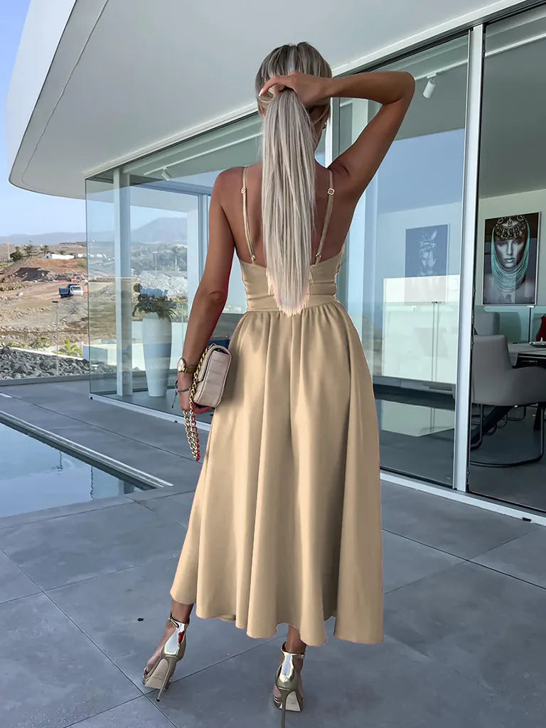 Lindsey Woven Sexy Bow Cutout Maxi Dress