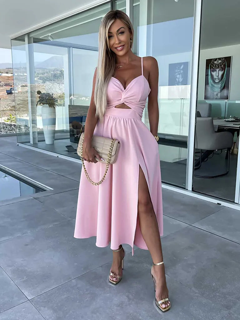 Lindsey Woven Sexy Bow Cutout Maxi Dress