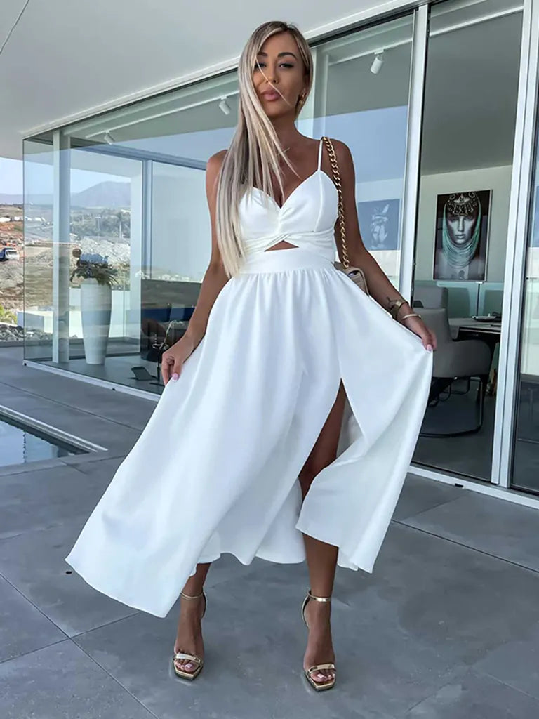 Lindsey Woven Sexy Bow Cutout Maxi Dress
