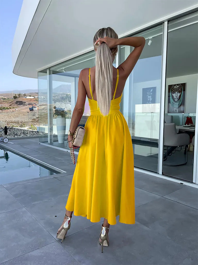 Lindsey Woven Sexy Bow Cutout Maxi Dress