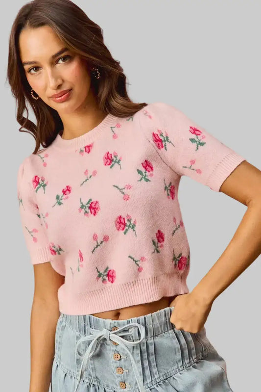 Madelyn Floral Puff Sleeves Sweater