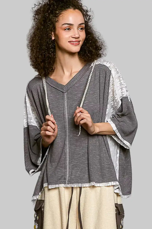 Magnolia Boho Lace Trim Hoodie