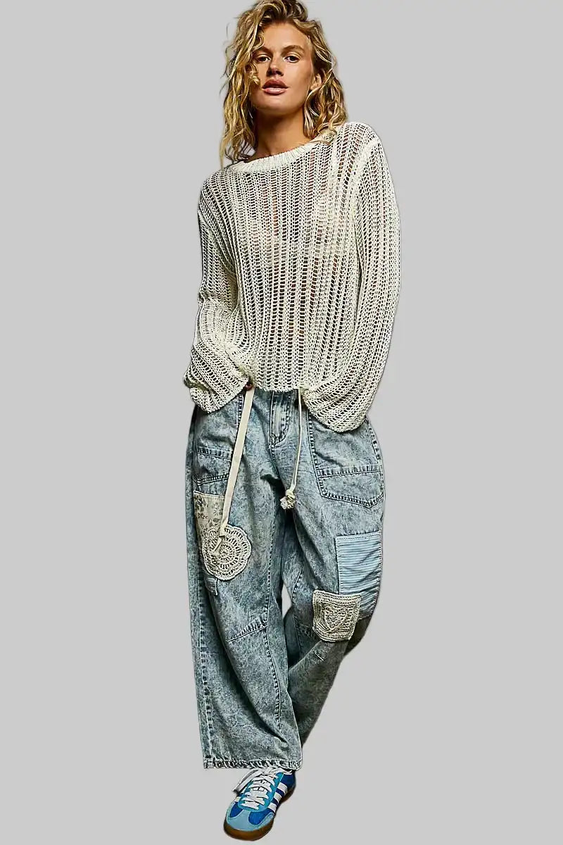 Margot Boho Open Knit Layering Top